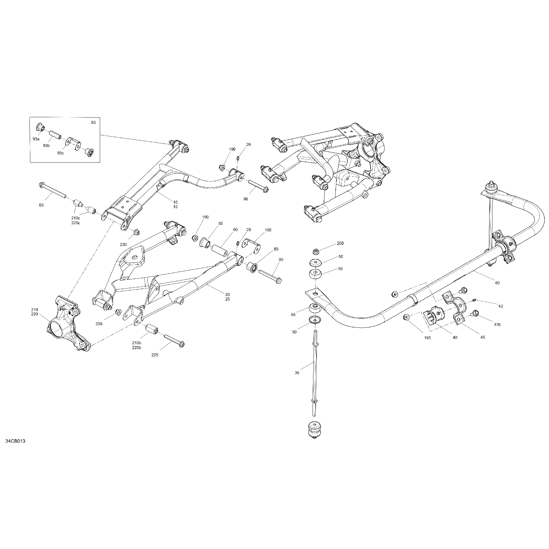 An Image of a Genuine Can-Am Parts Schematic Diagram showing the schematic - SUSPENSION - REAR COMPONENTS