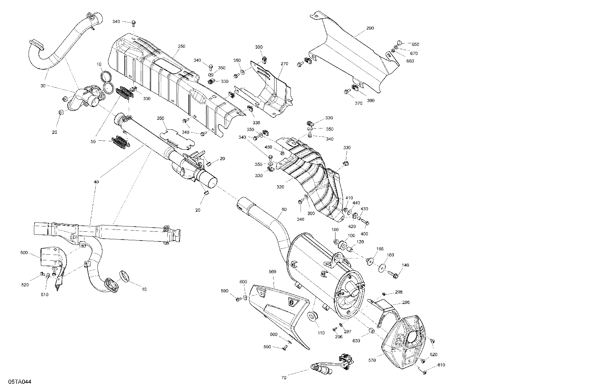 An Image of a Genuine Can-Am Parts Schematic Diagram showing the schematic - ENGINE - EXHAUST
