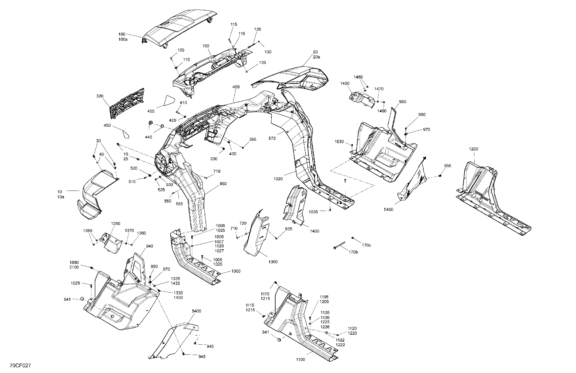 An Image of a Genuine Can-Am Parts Schematic Diagram showing the schematic - BODY - SYSTEM