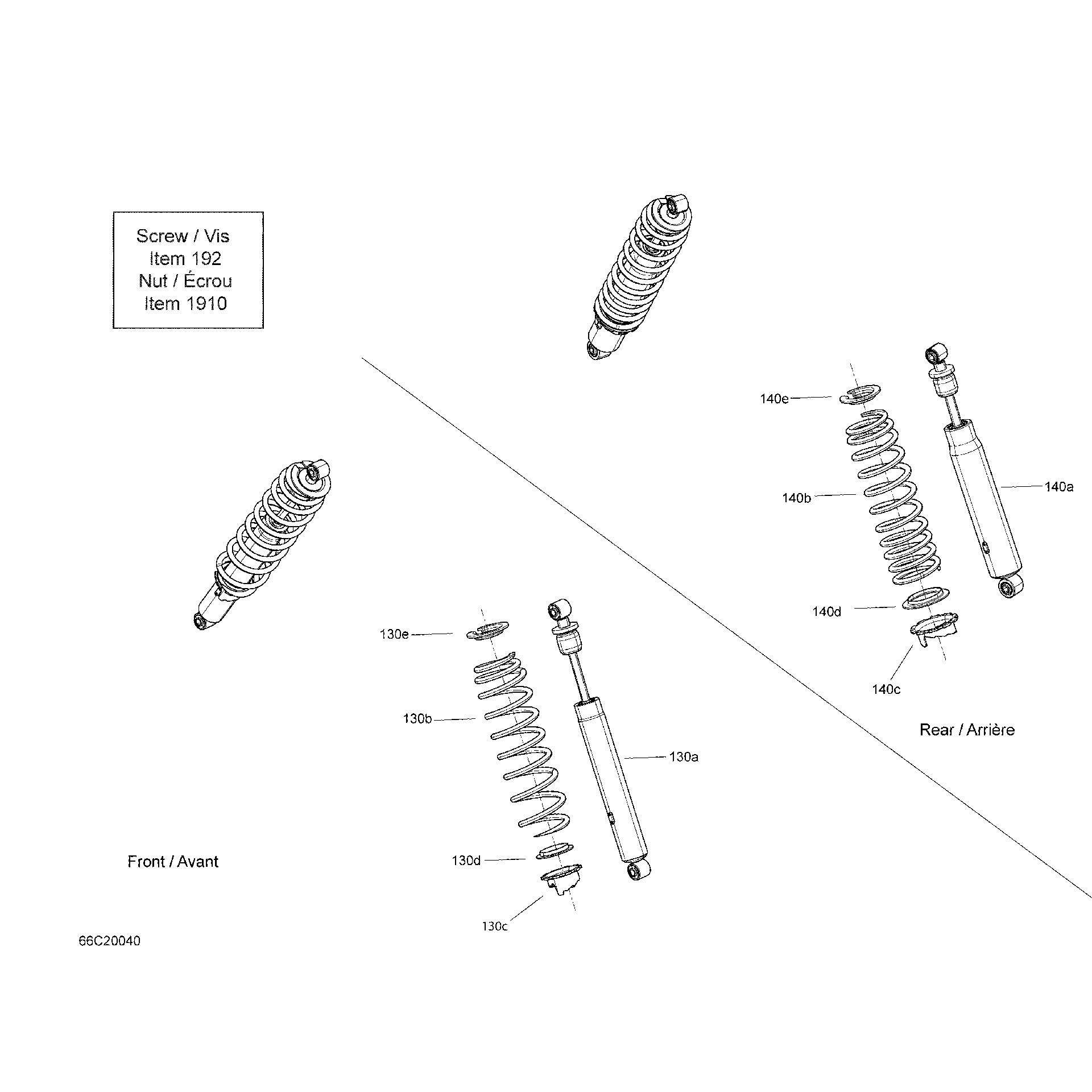 An Image of a Genuine Can-Am Parts Schematic Diagram showing the schematic - SHOCKS - BASE