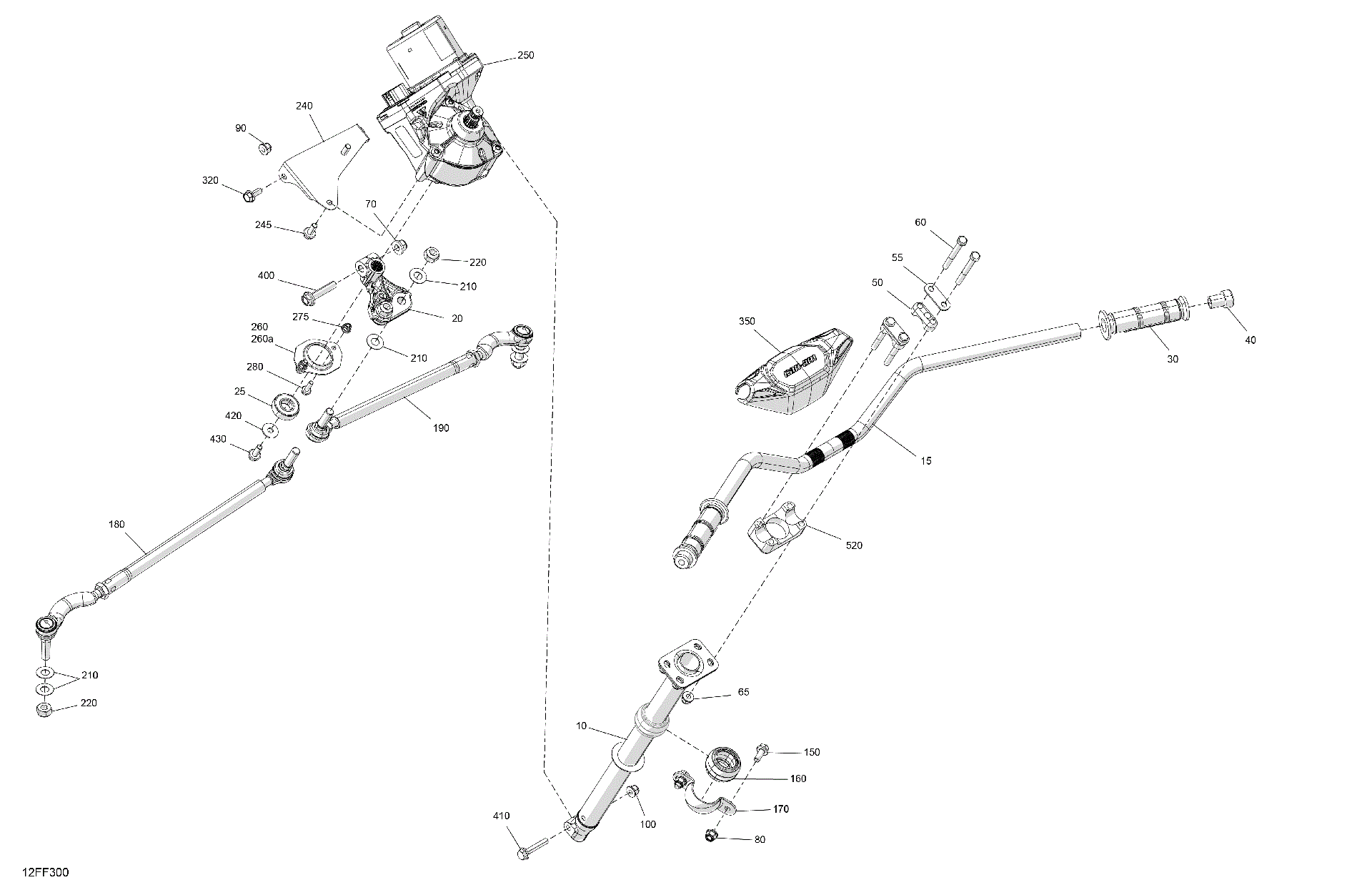 An Image of a Genuine Can-Am Parts Schematic Diagram showing the schematic - MECHANIC - STEERING
