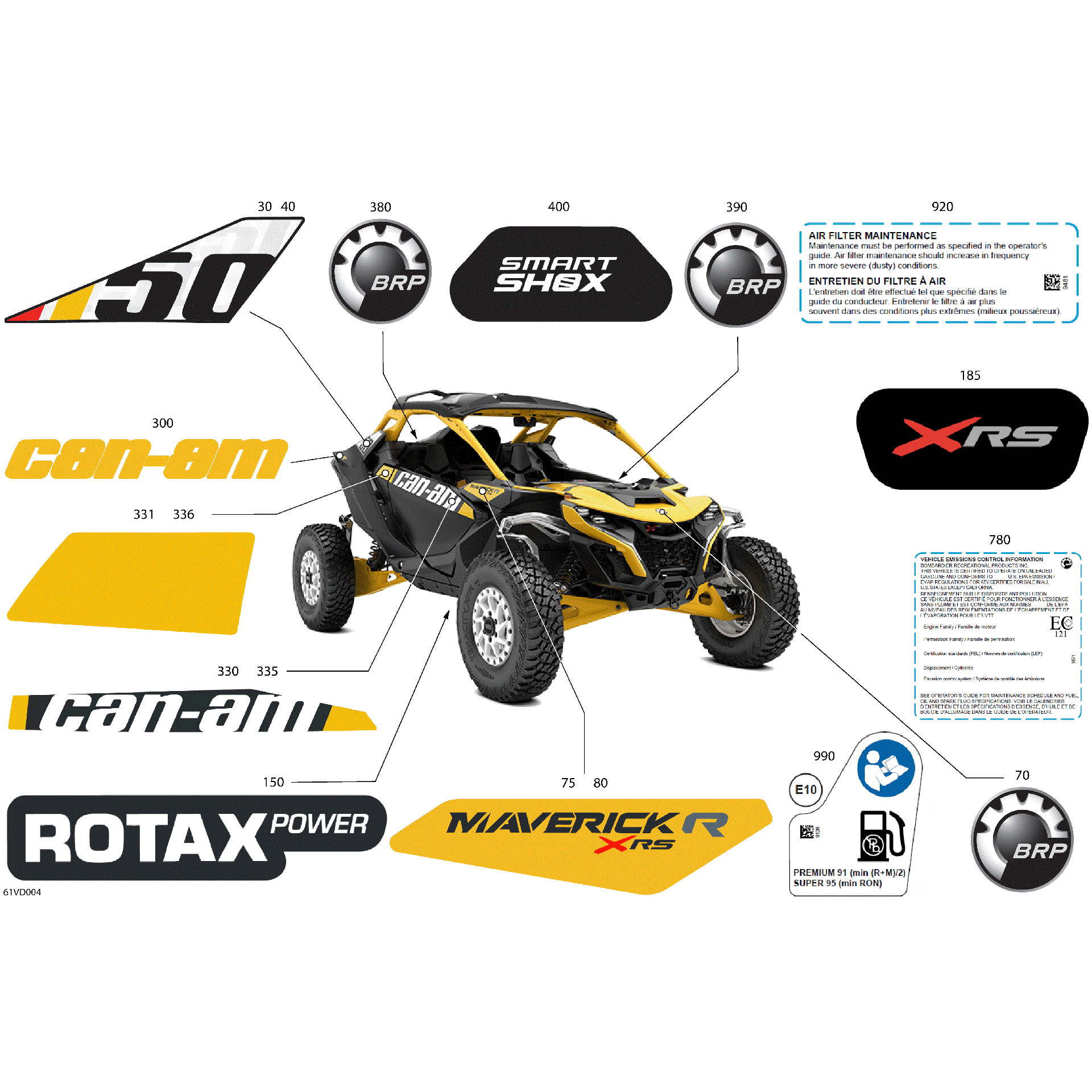 An Image of a Genuine Can-Am Parts Schematic Diagram showing the schematic - BODY - DECALS