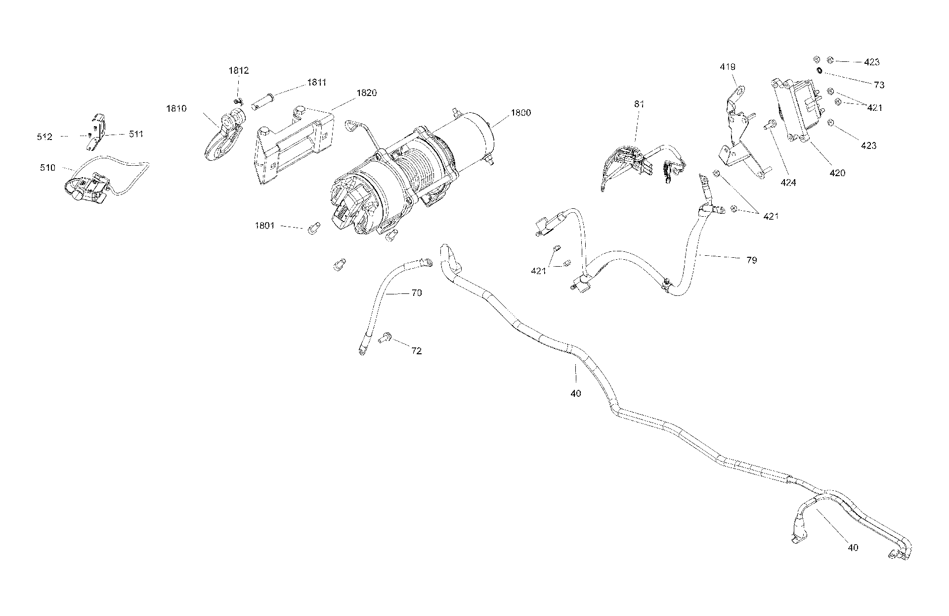 An Image of a Genuine Can-Am Parts Schematic Diagram showing the schematic - ELECTRICAL - WINCH