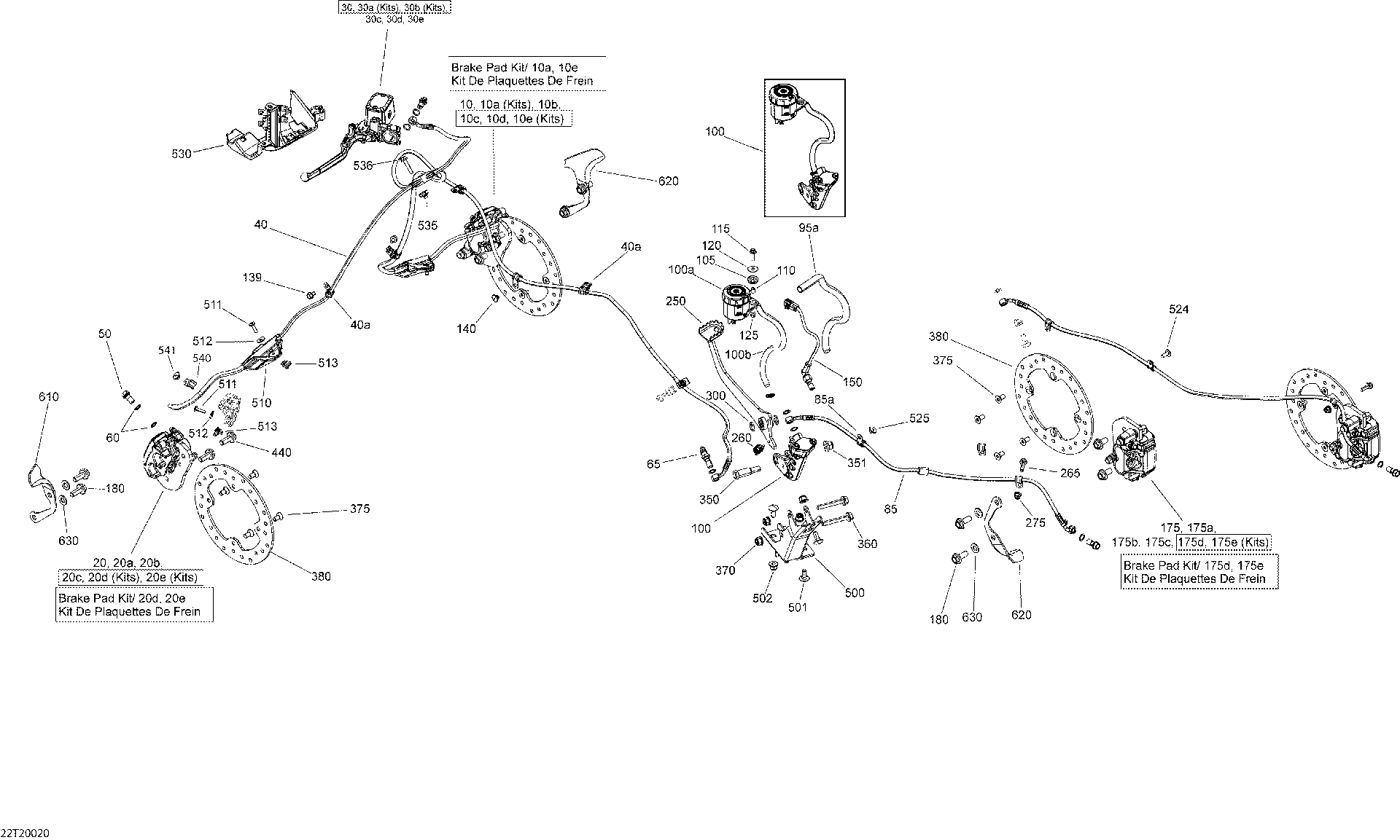 An Image of a Genuine Can-Am Parts Schematic Diagram showing the schematic - BRAKES