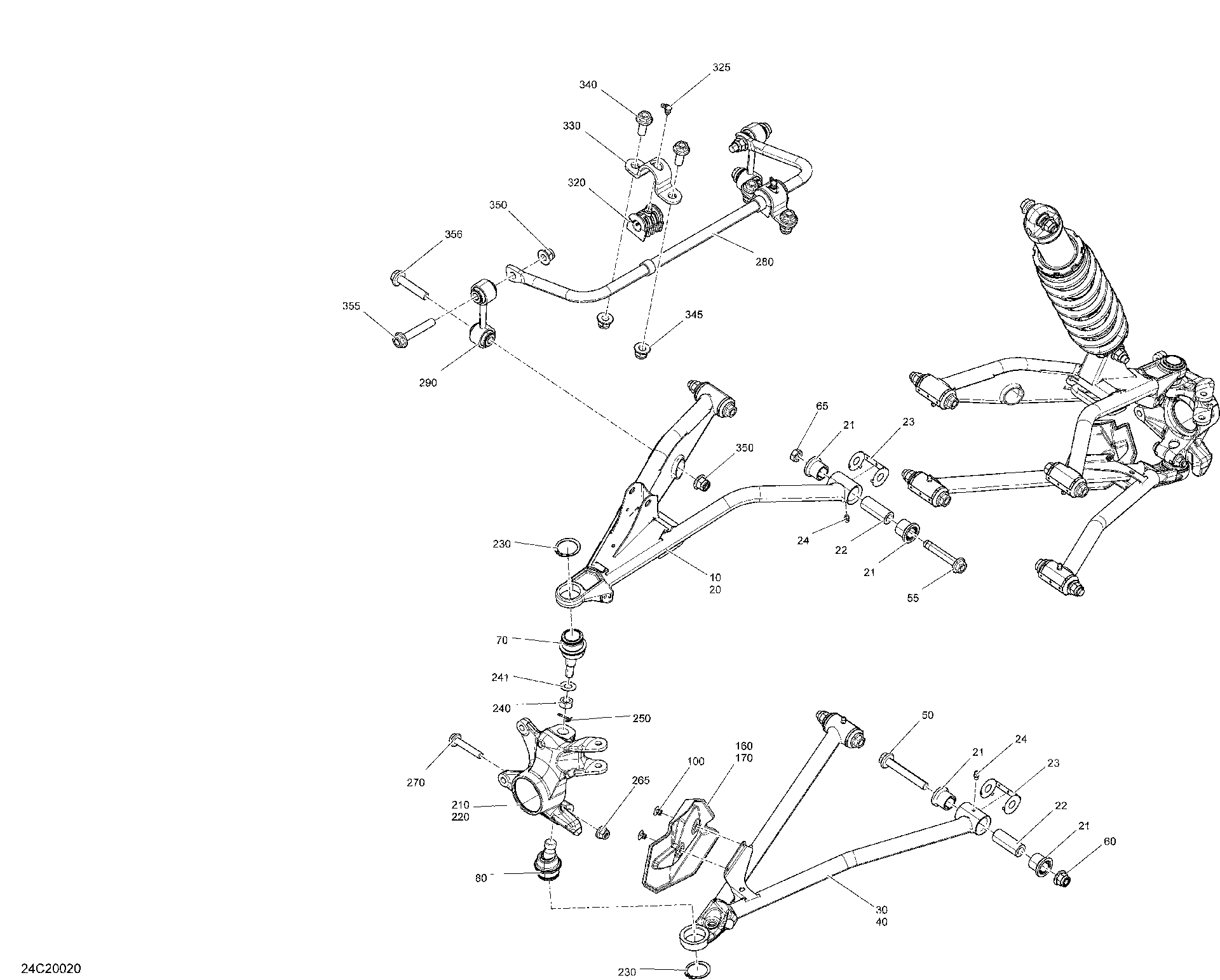 An Image of a Genuine Can-Am Parts Schematic Diagram showing the schematic - FRONT SUSPENSION