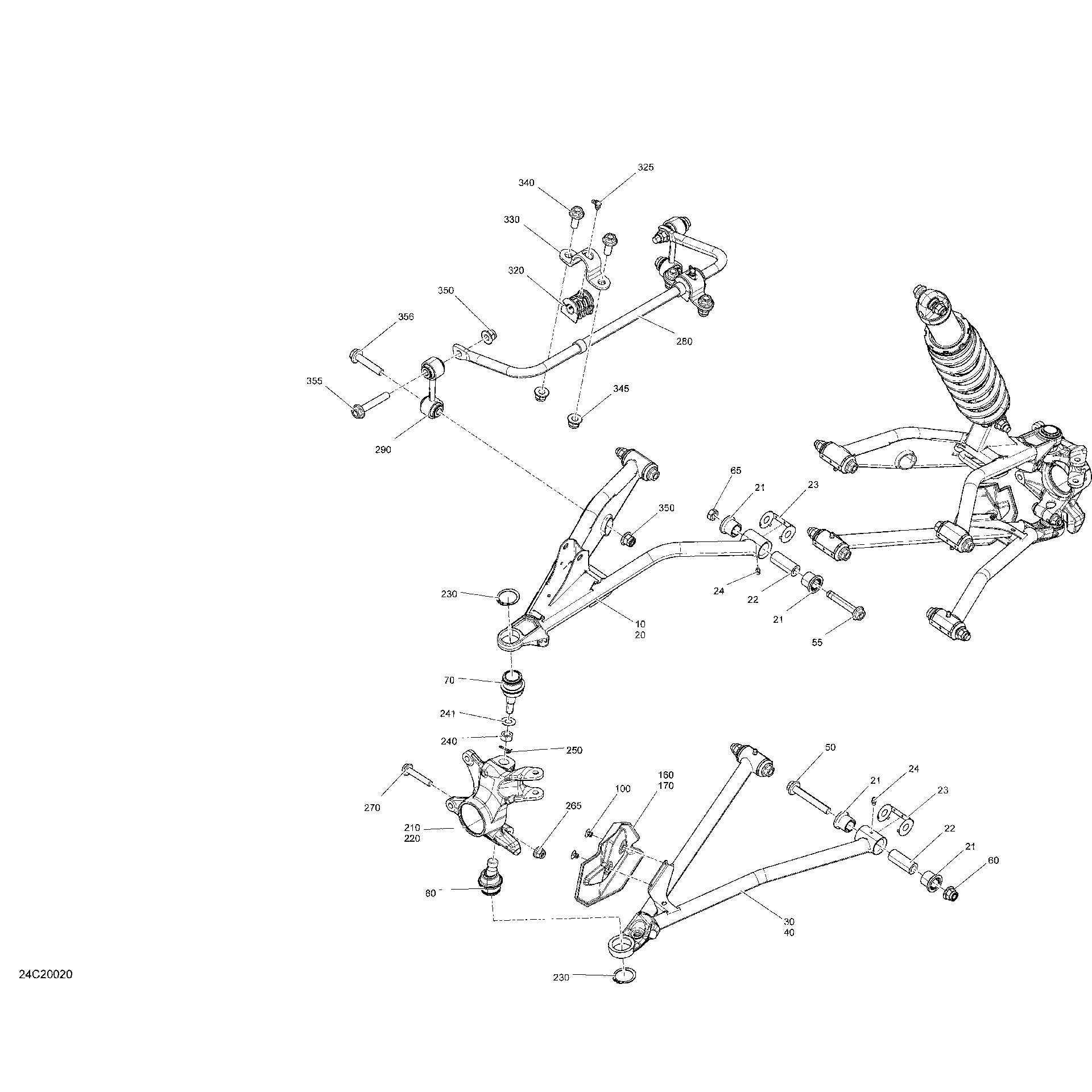 An Image of a Genuine Can-Am Parts Schematic Diagram showing the schematic - FRONT SUSPENSION
