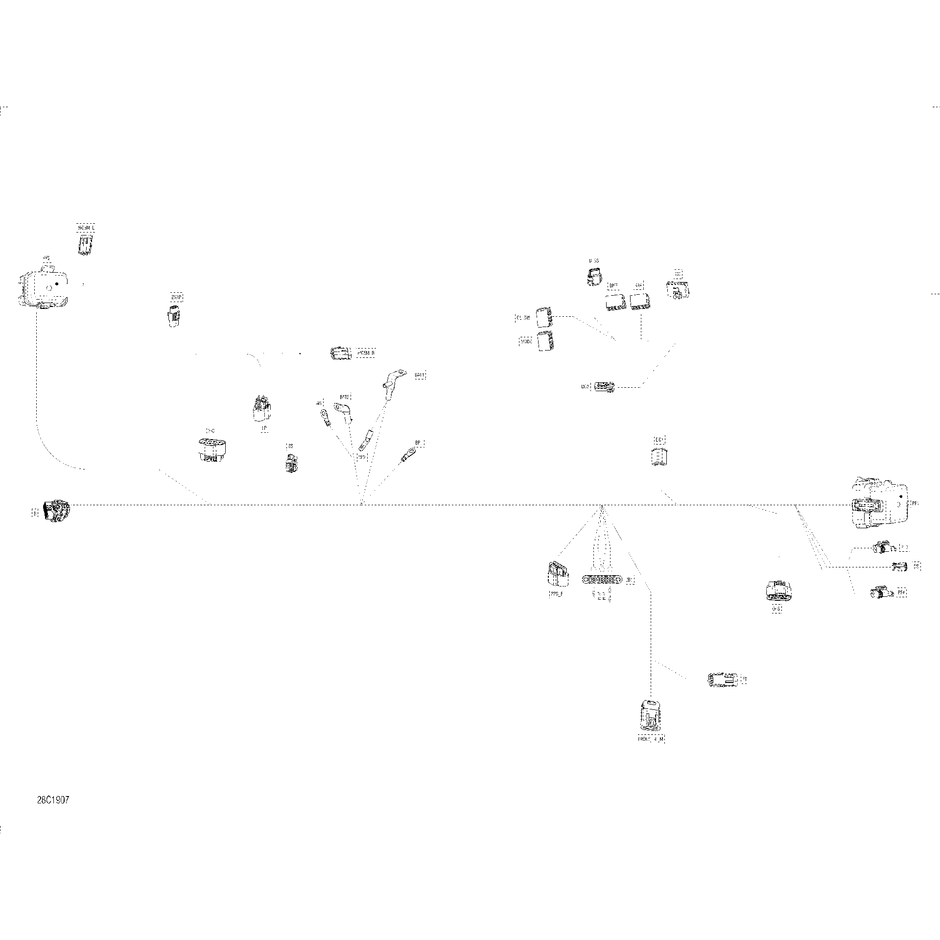 An Image of a Genuine Can-Am Parts Schematic Diagram showing the schematic - MAIN HARNESS 710006403 MAVERICK TRAIL & SPORT