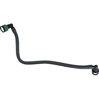 The Polaris Sportsman Replacement Fuel Line by Moose Offroad is a black, flexible automotive hose with green-accented plastic connectors on both ends, designed as a direct OEM replacement and shown against a white background.