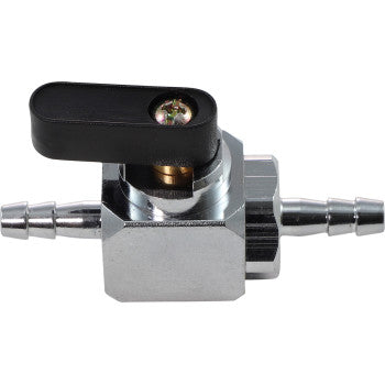 The In Line Fuel Valve 3/16" by Helix, with hose connectors on both sides and a black lever handle, offers reliable fluid control and can complement systems paired with a brass key switch for enhanced security.