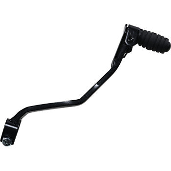 The Yamaha Shift Lever Steel by Moose Offroad is a black steel gear shift lever with hardened splines and a rubber-coated foot peg, angled for mounting, shown on a white background.