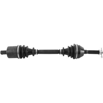 The Polaris Sportsman Axle Kit Complete 8 Ball Extreme Duty Front Left & Right by All Balls, featuring precision ball bearings, joints, and rubber boots on both ends, is shown isolated on a white background.