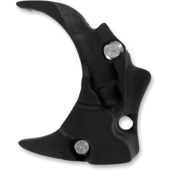 Black metal Yamaha Poly Case Saver by Moose Offroad, featuring a curved, claw-like shape with two visible screws; made in USA and designed as a protective mechanical component for off-road use.