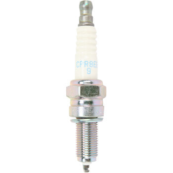 The Spark Plug CPR8EB 9 by Ngk Spark Plugs features a white ceramic insulator, copper core, metal hexagonal nut, and threaded bottom section, shown vertically against a white background.