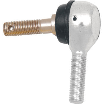 The Epi Tie Rod End Left & Right Outer features two threaded shafts—horizontal and vertical—joined by a rounded joint with a black ring for separation, ensuring OEM quality and direct replacement fit.