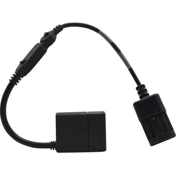 The Polaris Power Vision 4 Fuel Injection Module by Dynojet features a black adapter cable with a rectangular connector and a square plug, connected by a flexible cord, ideal for ECU flash tuning.
