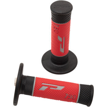 Two Grips 790 Black / Red by Pro Grip with flared ends, silver P logo, and 790 on the sides are shown upright and lying down.