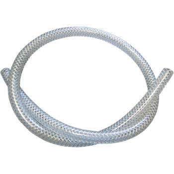 Clear braided high-pressure fuel line hose, 3 feet long, with textured outer surface.