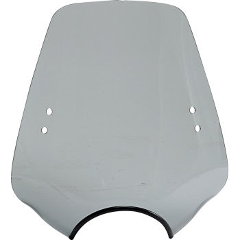 The Classic Deuce Windshield - Black Smoke by Memphis Shades features a clear, slightly tinted finish with four mounting holes, curved edges, and a bottom cutout—enhancing your motorcycle’s style and protection.