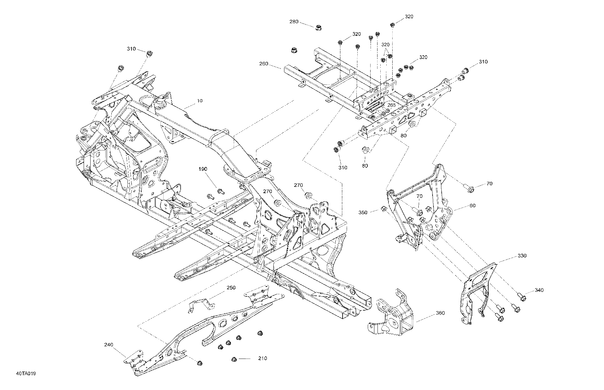 An Image of a Genuine Can-Am Parts Schematic Diagram showing the schematic - FRAME - SYSTEM