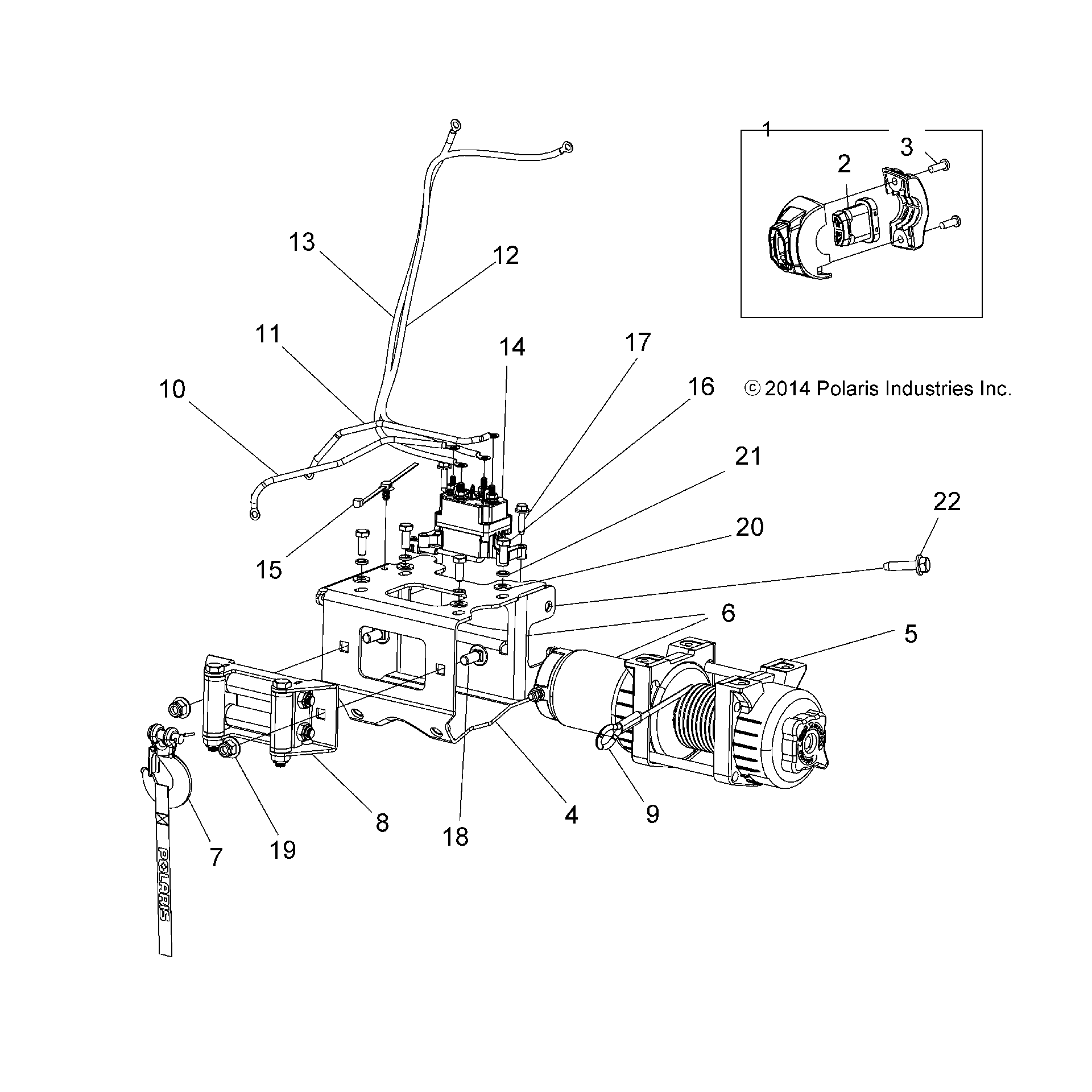 An Image of a Genuine Polaris Parts Schematic Diagram showing the schematic - OPTIONS: WINCH - 2016 POLARIS SPORTSMAN TOURING 1000