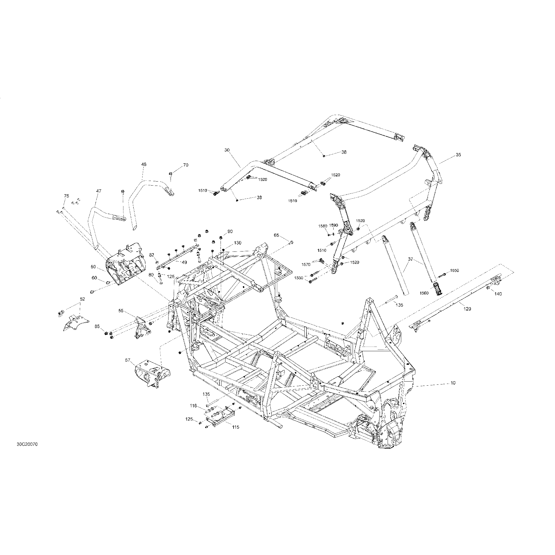 An Image of a Genuine Can-Am Parts Schematic Diagram showing the schematic - FRAME