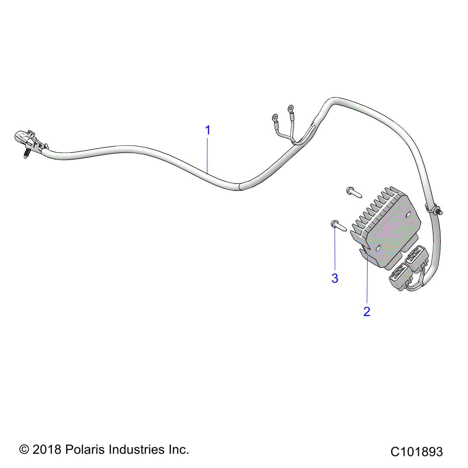 An Image of a Genuine Polaris Parts Schematic Diagram showing the schematic - ELECTRICAL: VOLTAGE REGULATOR AND MOUNTING - 2019 POLARIS SPORTSMAN 570 6X6