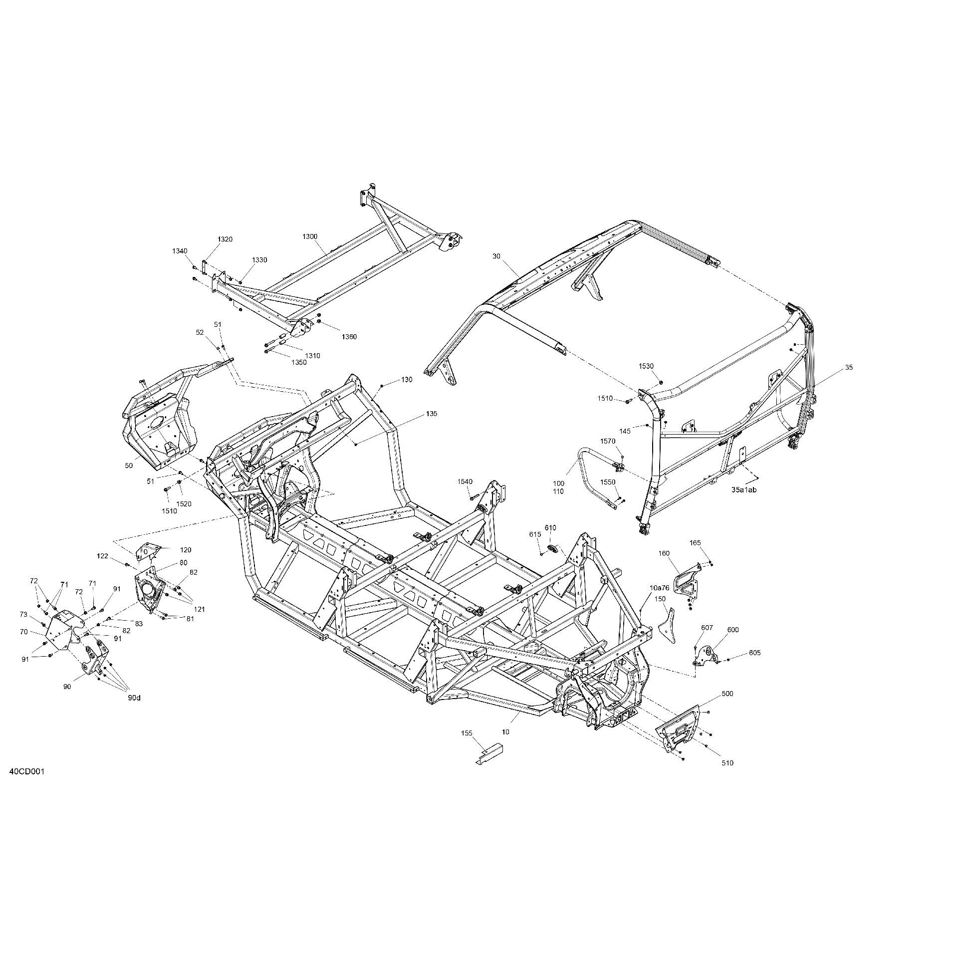 An Image of a Genuine Can-Am Parts Schematic Diagram showing the schematic - FRAME - SYSTEM