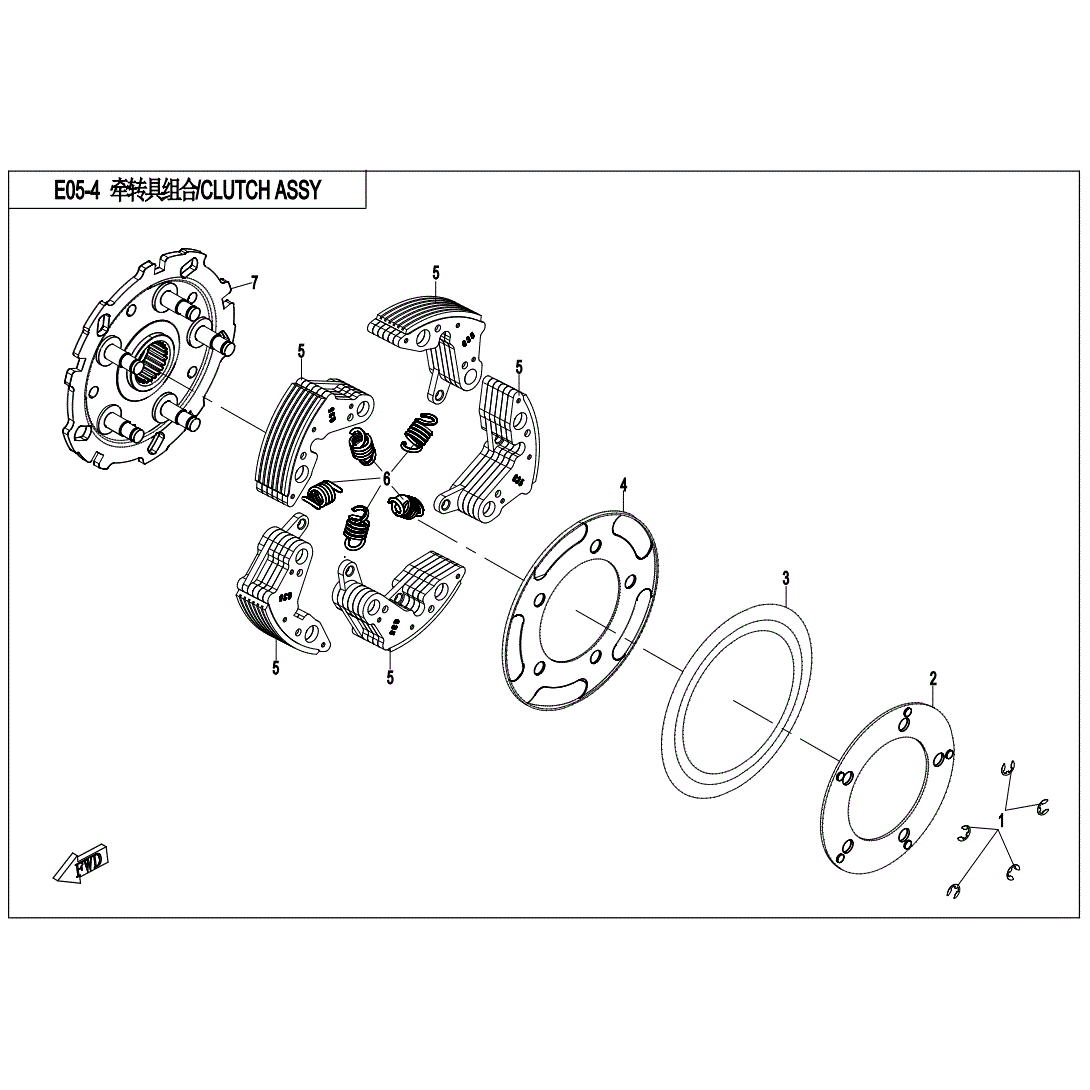 An Image of a Genuine CFMOTO Parts Schematic Diagram showing the schematic - WET CLUTCH ASSY - 2020 CFMOTO UFORCE 800