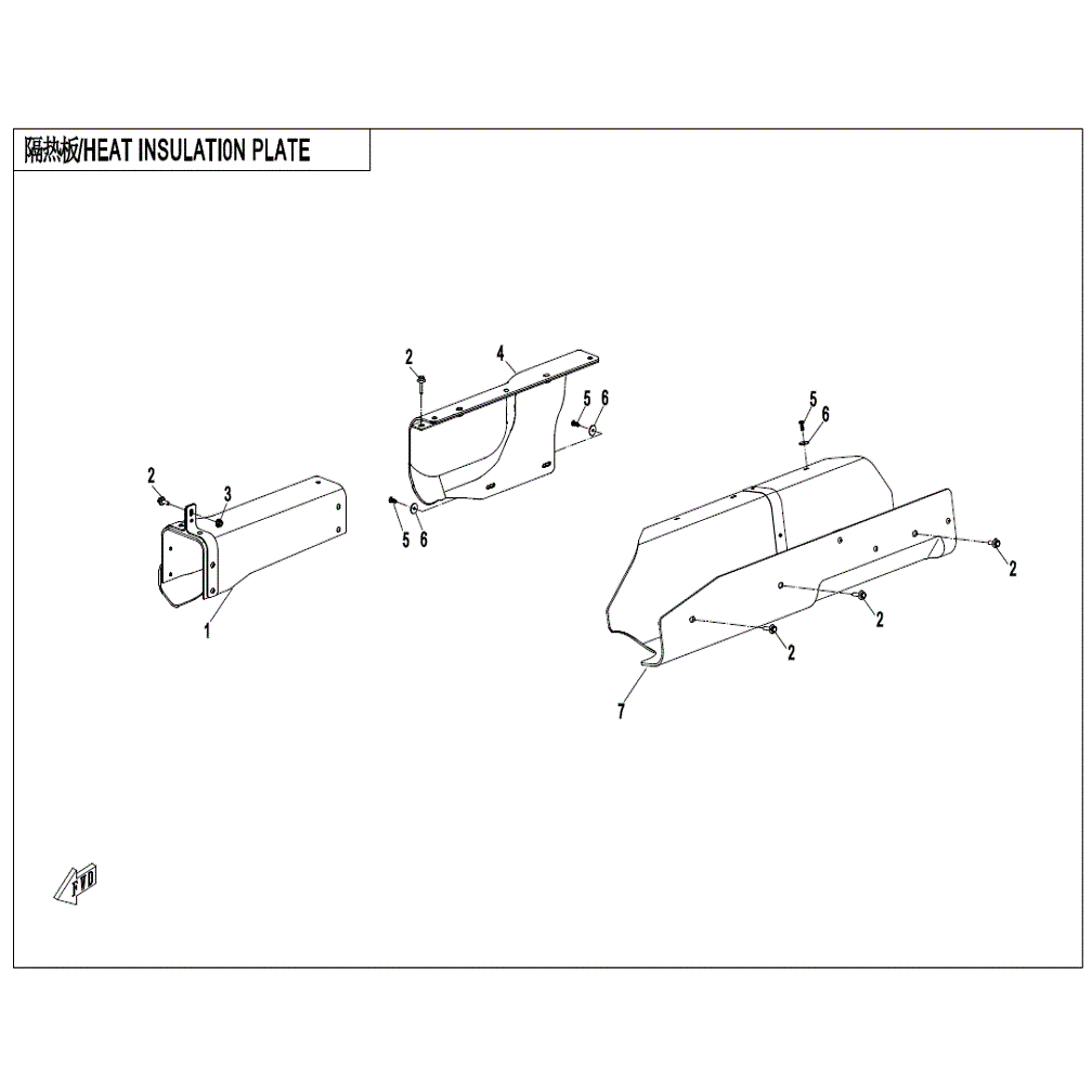 An Image of a genuine CFMOTO Parts Schematic Diagram showing the group - HEAT INSULATION PLATE - 2022 CFMOTO CFORCE 800 XC