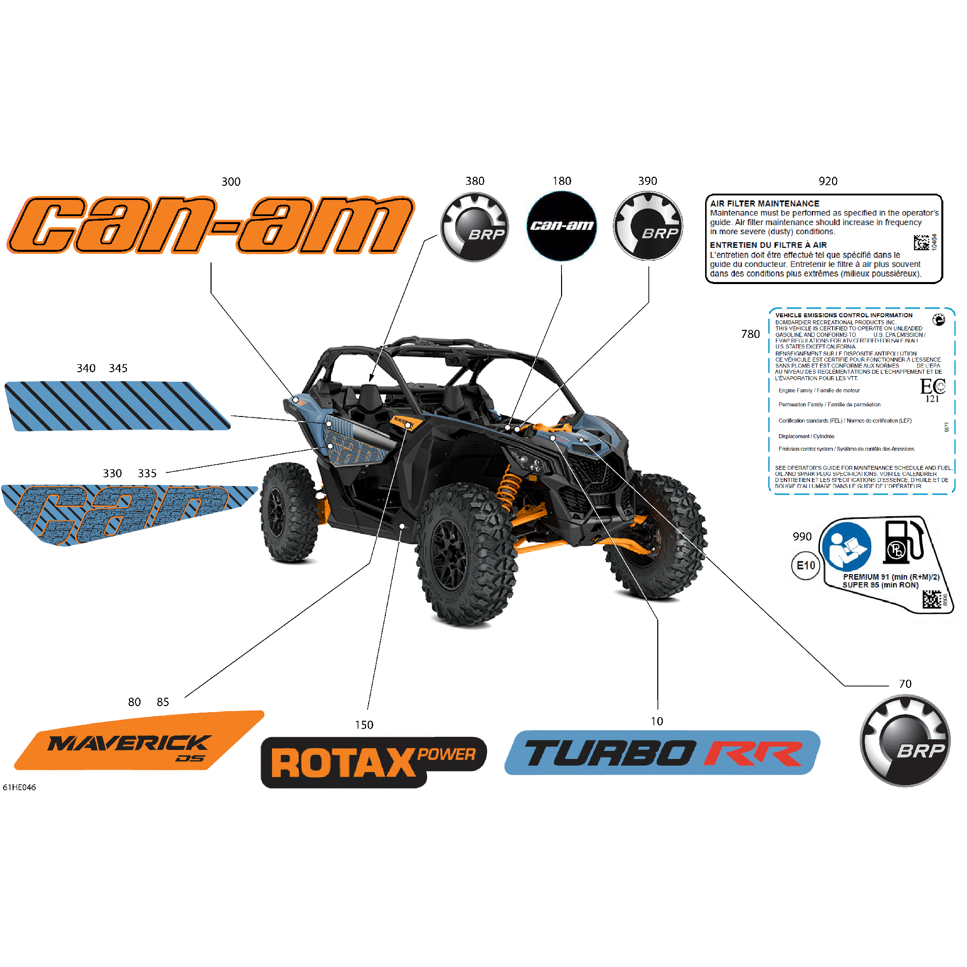 An Image of a Genuine Can-Am Parts Schematic Diagram showing the schematic - BODY - DECALS