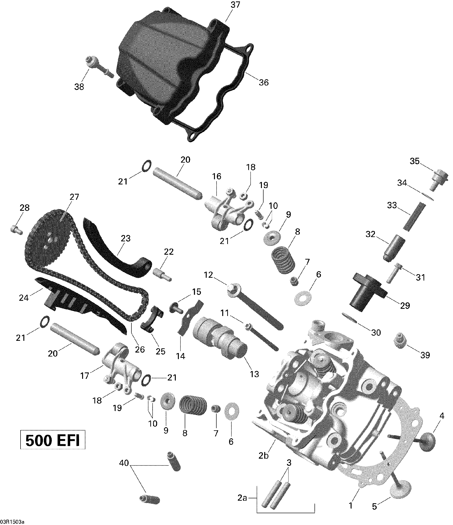 An Image of a Genuine Can-Am Parts Schematic Diagram showing the schematic - CYLINDER HEAD FRONT _03R1503A