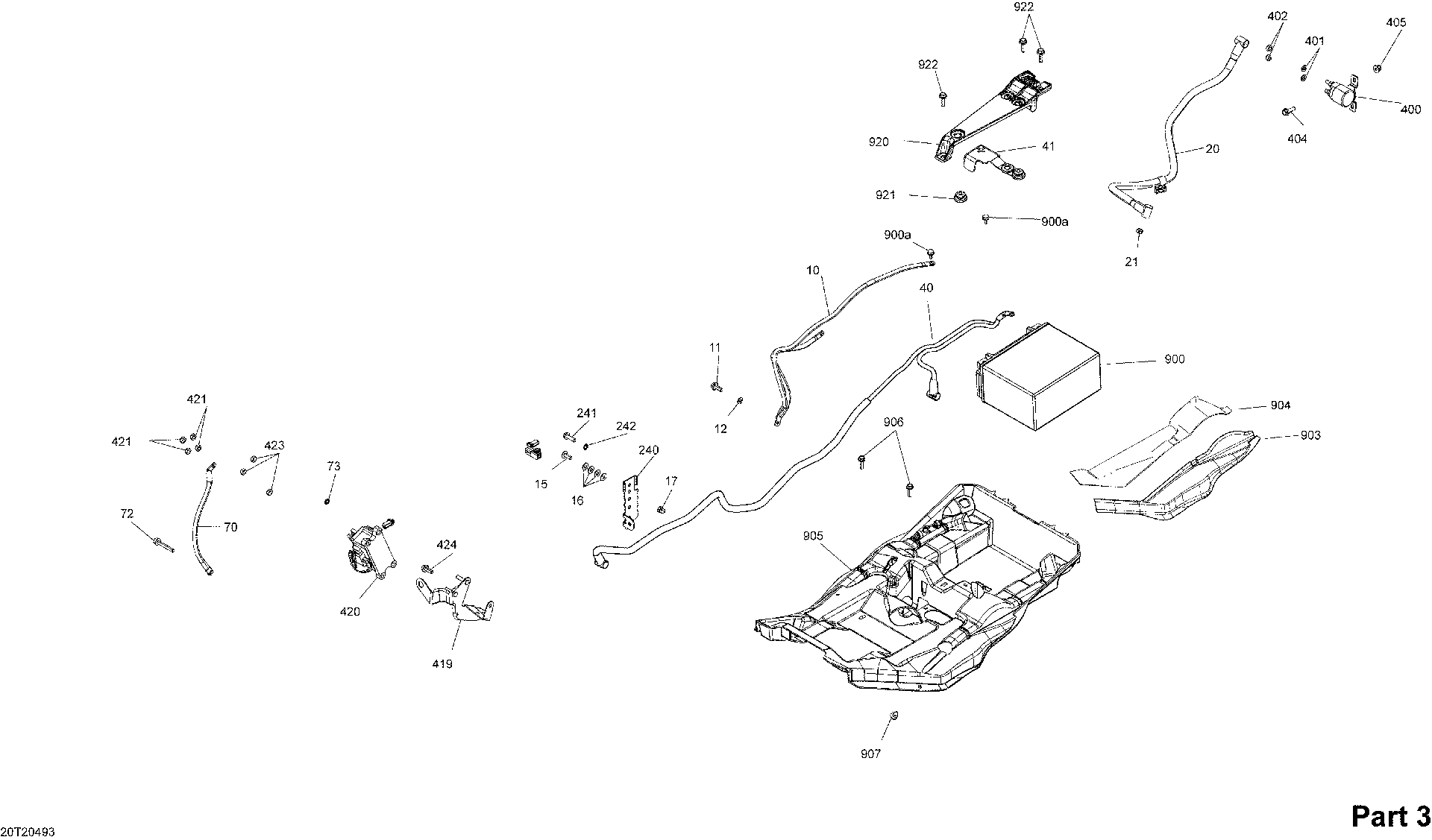 An Image of a Genuine Can-Am Parts Schematic Diagram showing the schematic - ELECTRICAL SYSTEM - SECTION 3