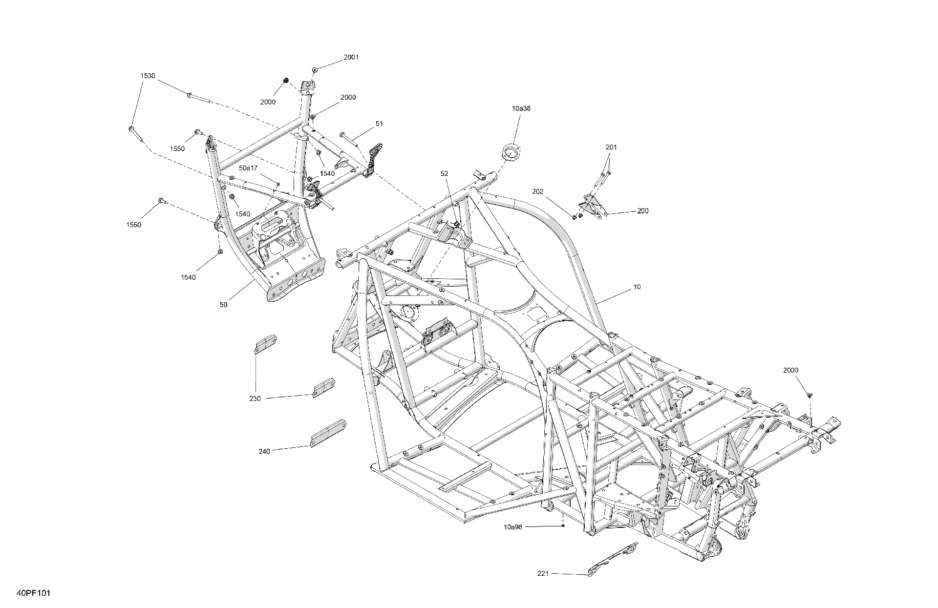 An Image of a Genuine Can-Am Parts Schematic Diagram showing the schematic - FRAME - SYSTEM