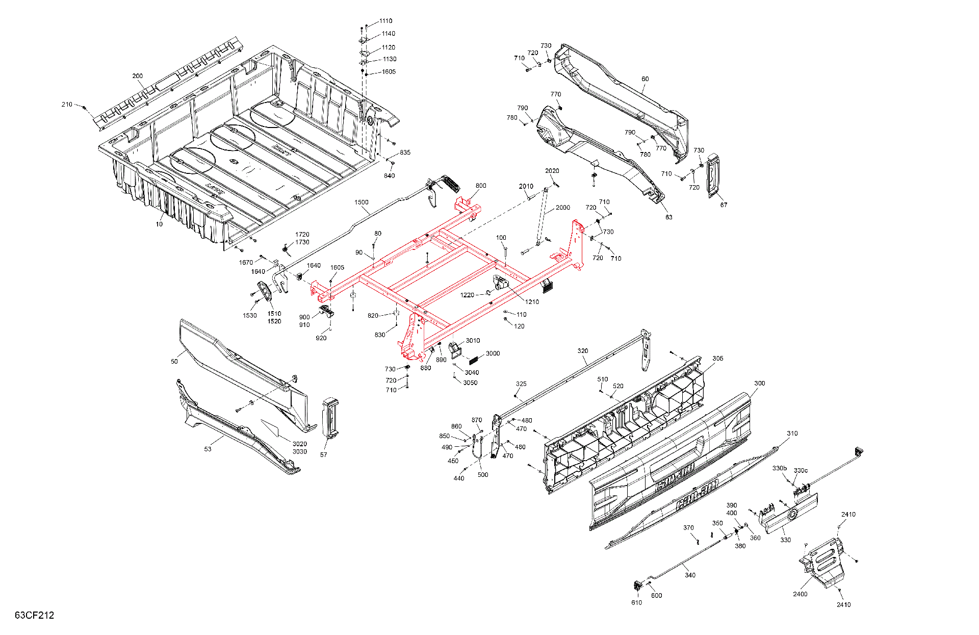 An Image of a Genuine Can-Am Parts Schematic Diagram showing the schematic - BODY - CARGO