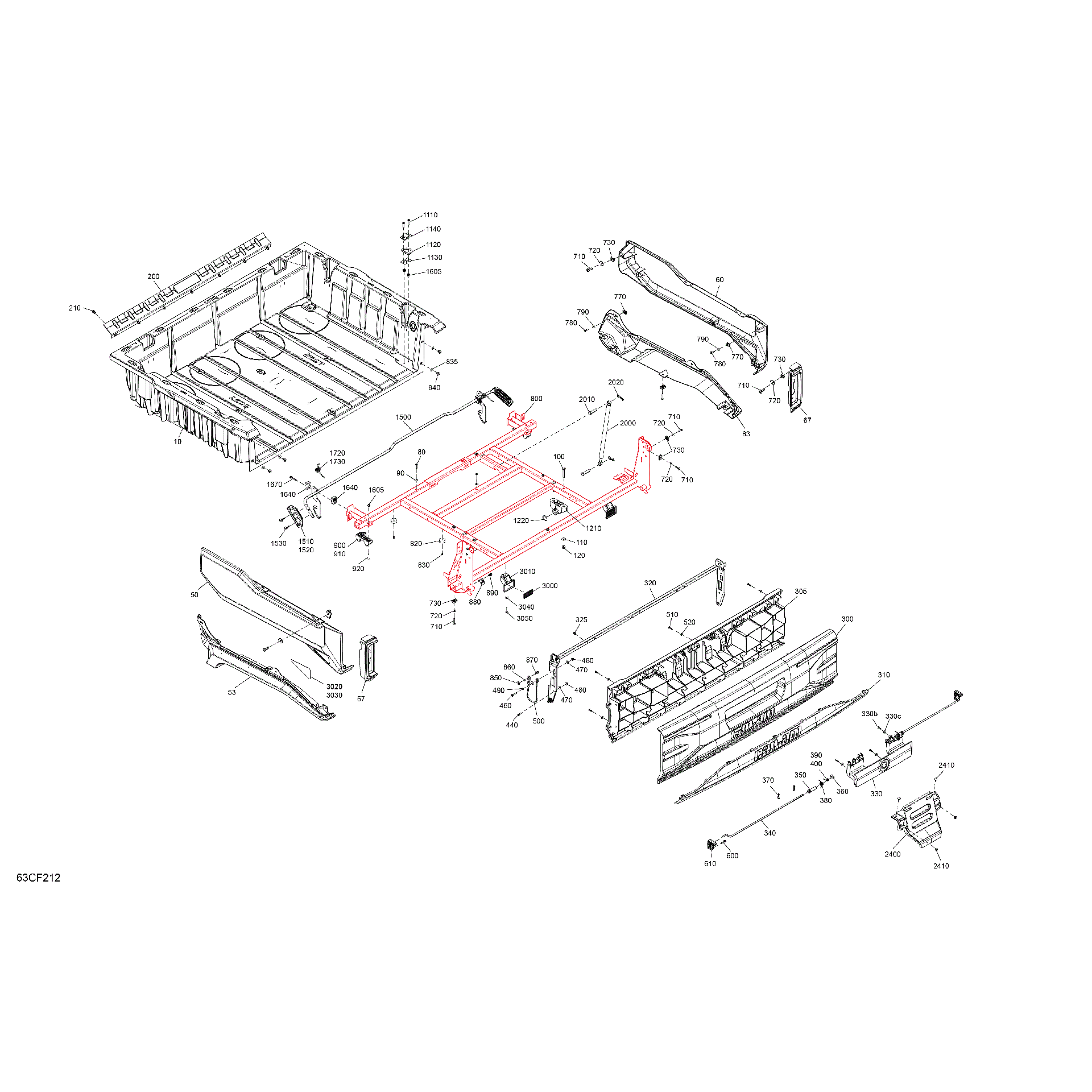 An Image of a Genuine Can-Am Parts Schematic Diagram showing the schematic - BODY - CARGO