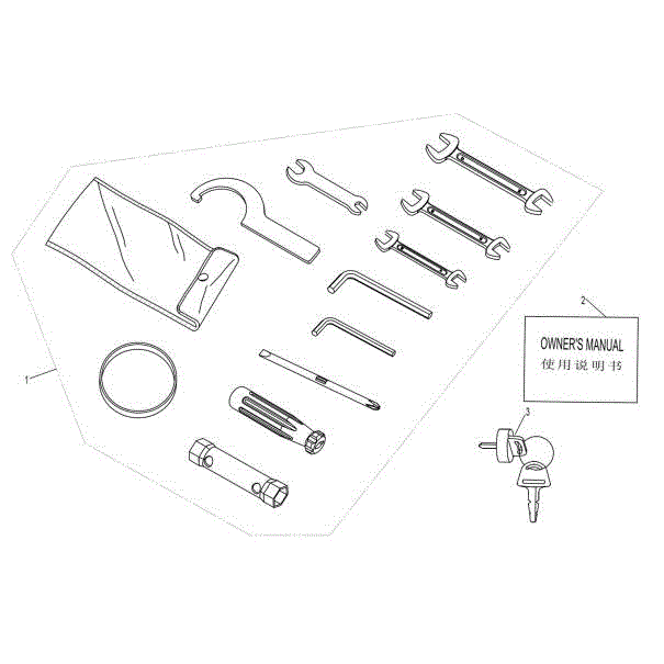 An Image of a Genuine CFMOTO Parts Schematic Diagram showing the schematic - TOOLS - 2015 CFMOTO ZFORCE 600