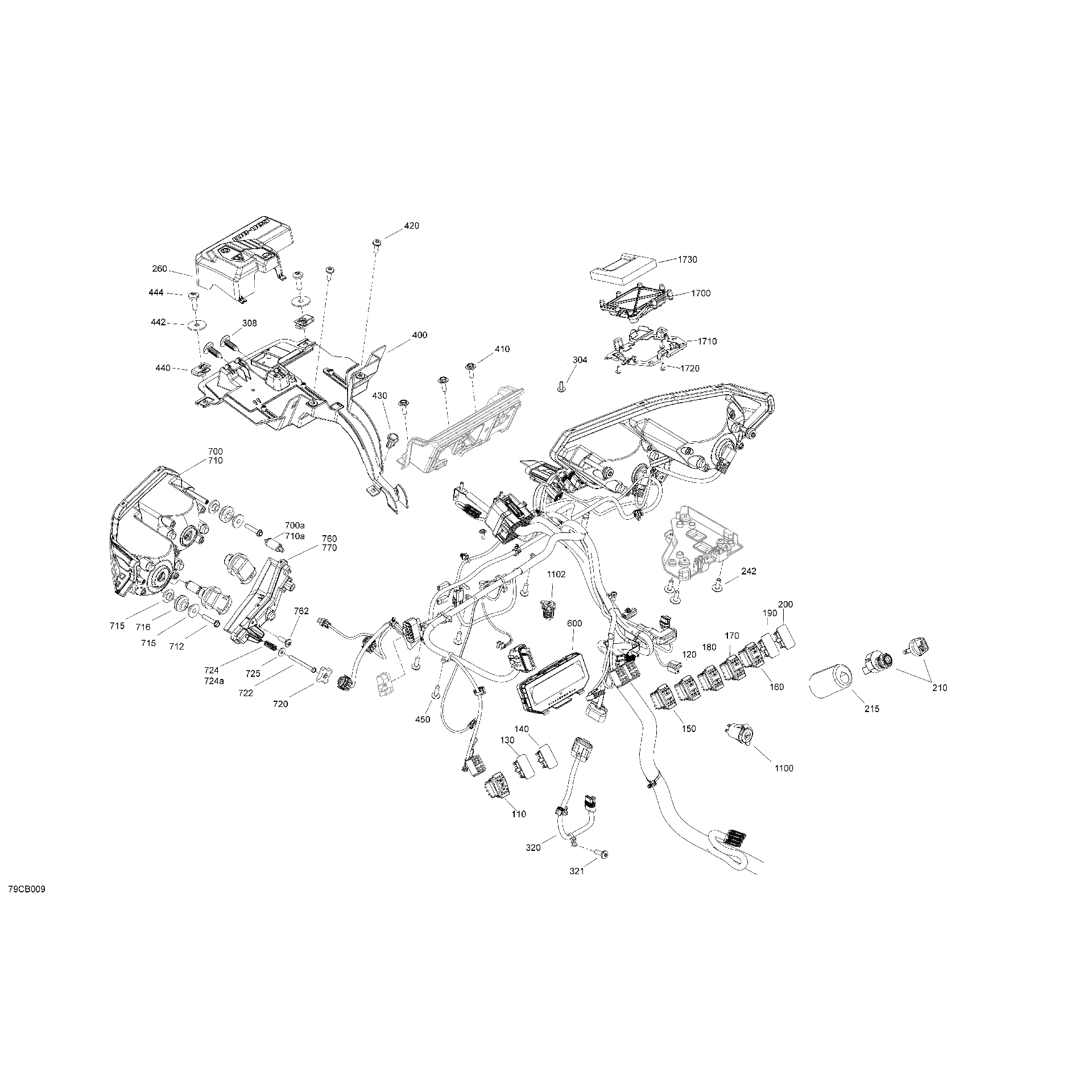 An Image of a Genuine Can-Am Parts Schematic Diagram showing the schematic - ELECTRIC - FRONT SECTION