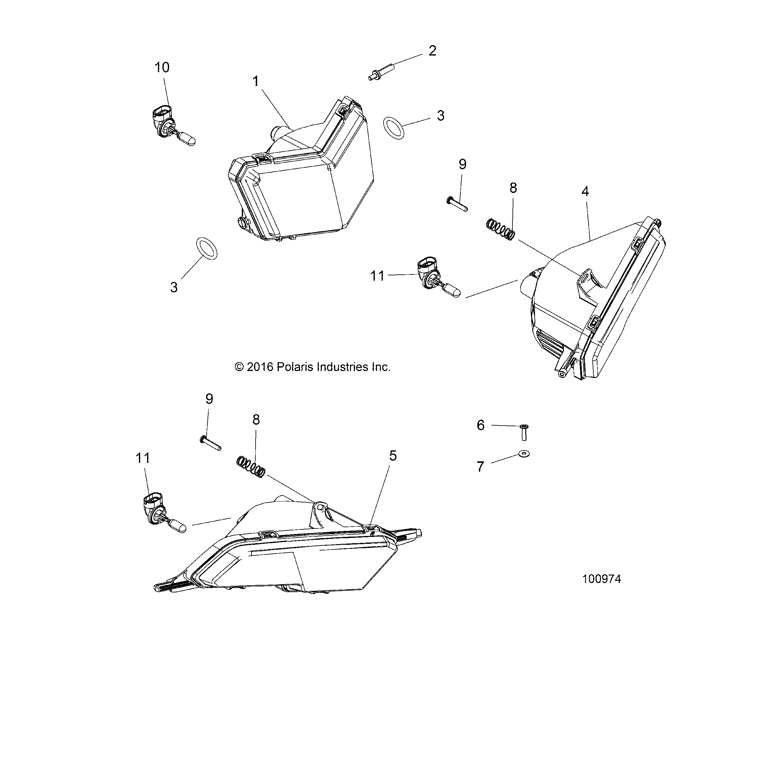 An Image of a Genuine Polaris Parts Schematic Diagram showing the schematic - ELECTRICAL: HEADLIGHTS - 2017 POLARIS SPORTSMAN XP 1000