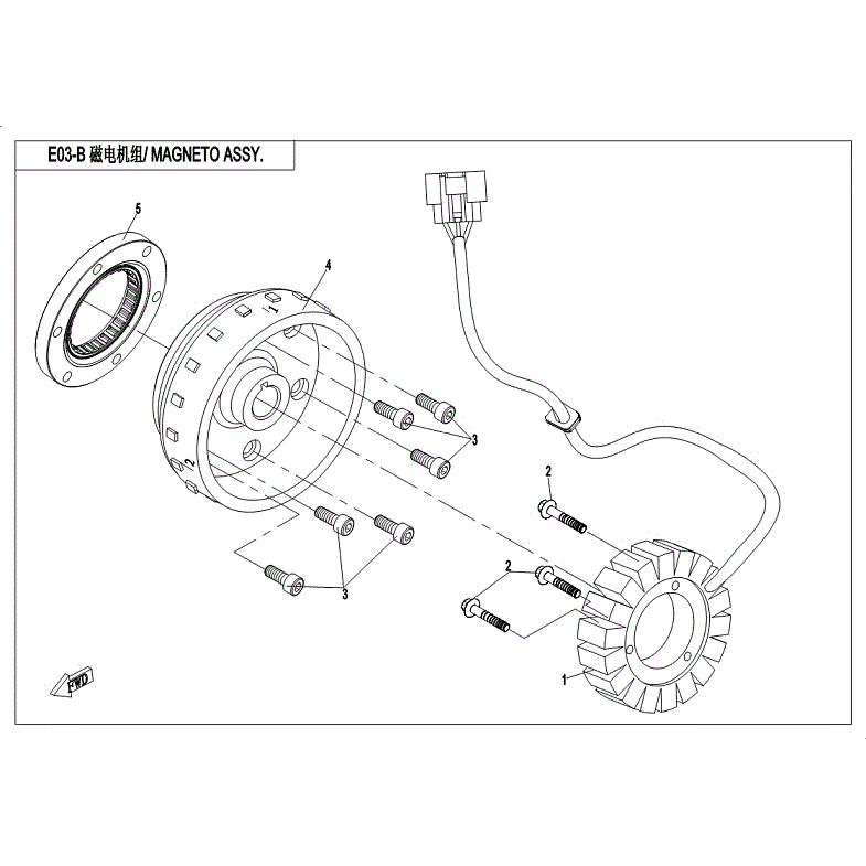 An Image of a Genuine CFMOTO Parts Schematic Diagram showing the schematic - MAGNETO ASSY. (HIGH POWER) - 2018 CFMOTO ZFORCE 800 EX