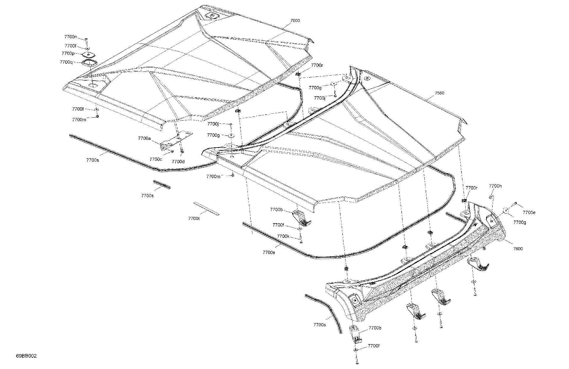 An Image of a Genuine Can-Am Parts Schematic Diagram showing the schematic - BODY - ROOF