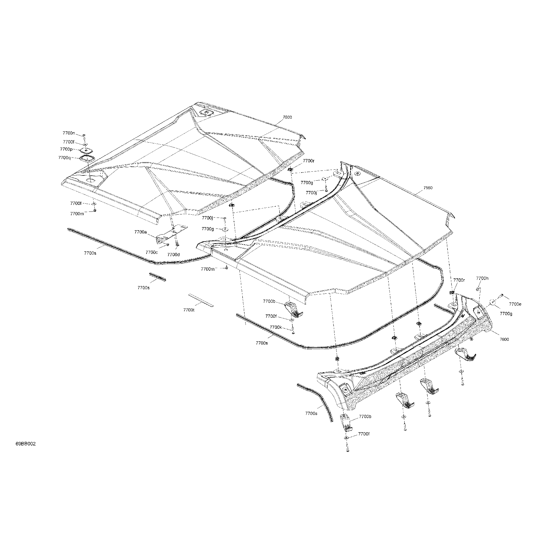 An Image of a Genuine Can-Am Parts Schematic Diagram showing the schematic - BODY - ROOF