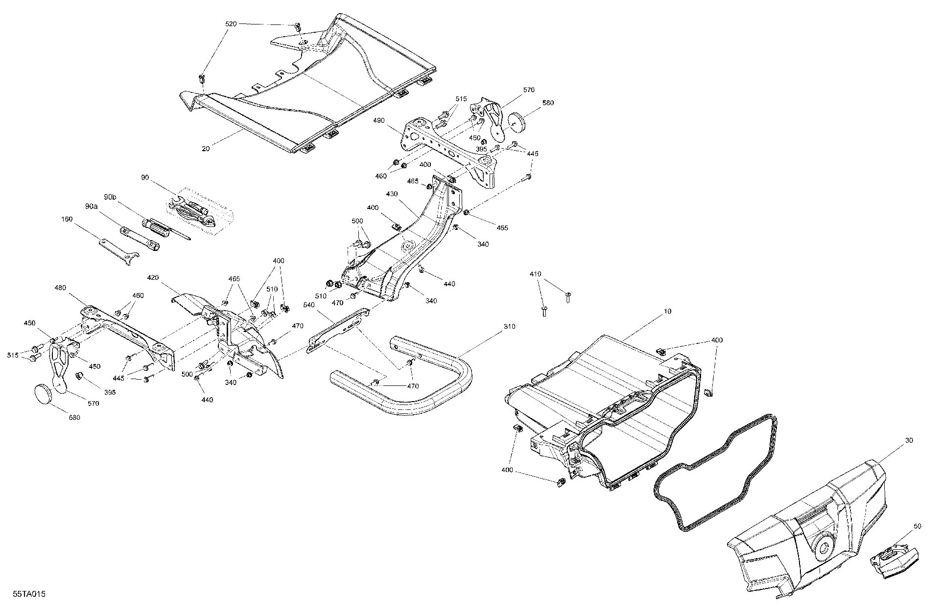 An Image of a Genuine Can-Am Parts Schematic Diagram showing the schematic - BODY - STORAGE TRAY