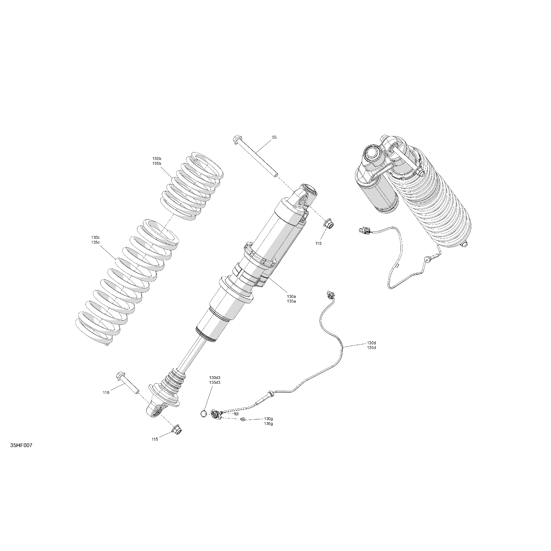 An Image of a Genuine Can-Am Parts Schematic Diagram showing the schematic - SUSPENSION - FRONT SHOCKS
