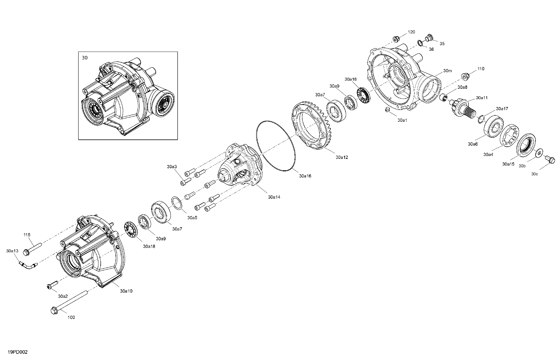 An Image of a Genuine Can-Am Parts Schematic Diagram showing the schematic - DRIVE - FRONT - DIFFERENTIAL PARTS