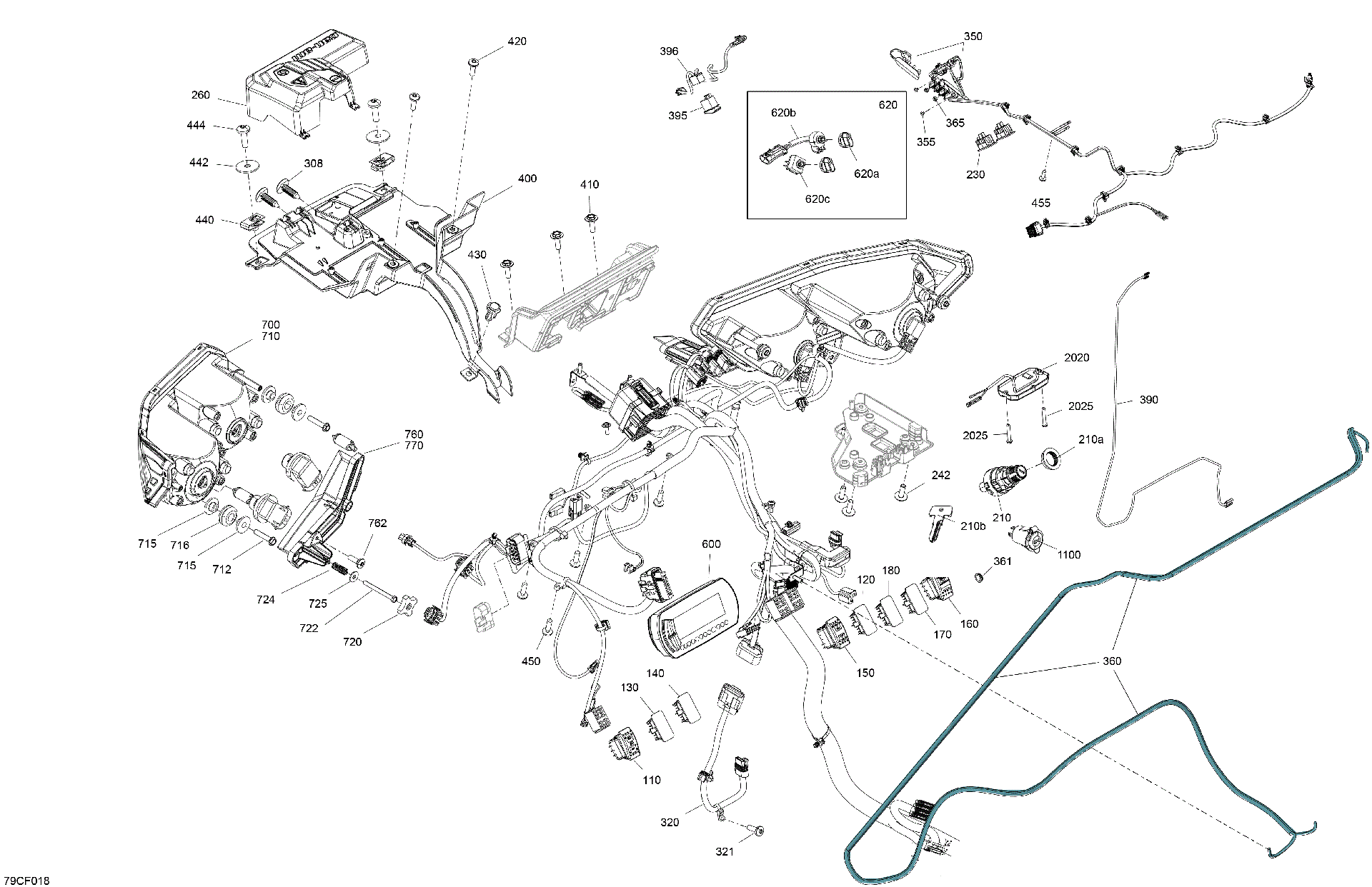 An Image of a Genuine Can-Am Parts Schematic Diagram showing the schematic - ELECTRIC - FRONT SECTION