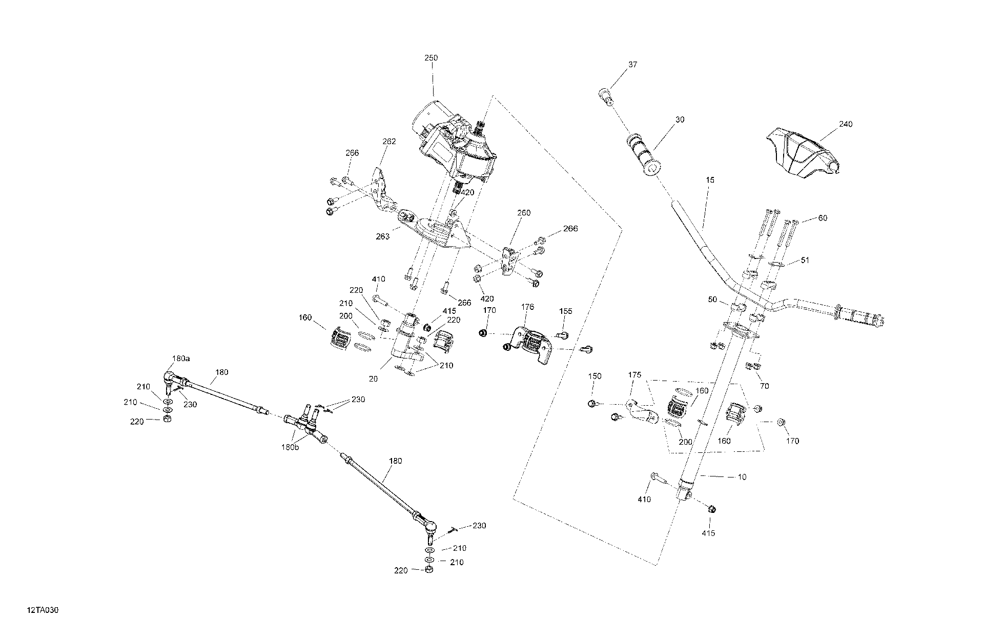 An Image of a Genuine Can-Am Parts Schematic Diagram showing the schematic - MECHANIC - STEERING