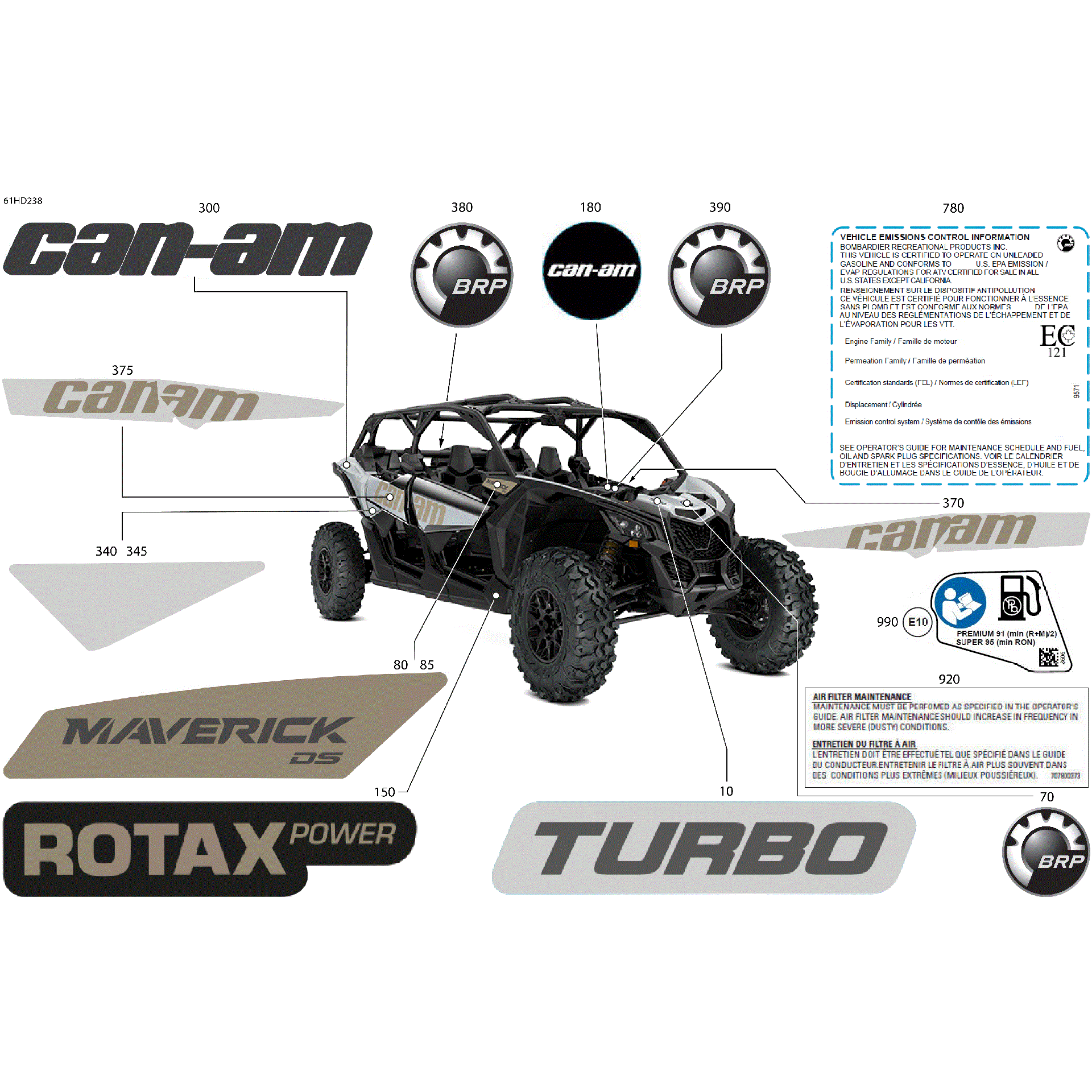 An Image of a Genuine Can-Am Parts Schematic Diagram showing the schematic - BODY - DECALS