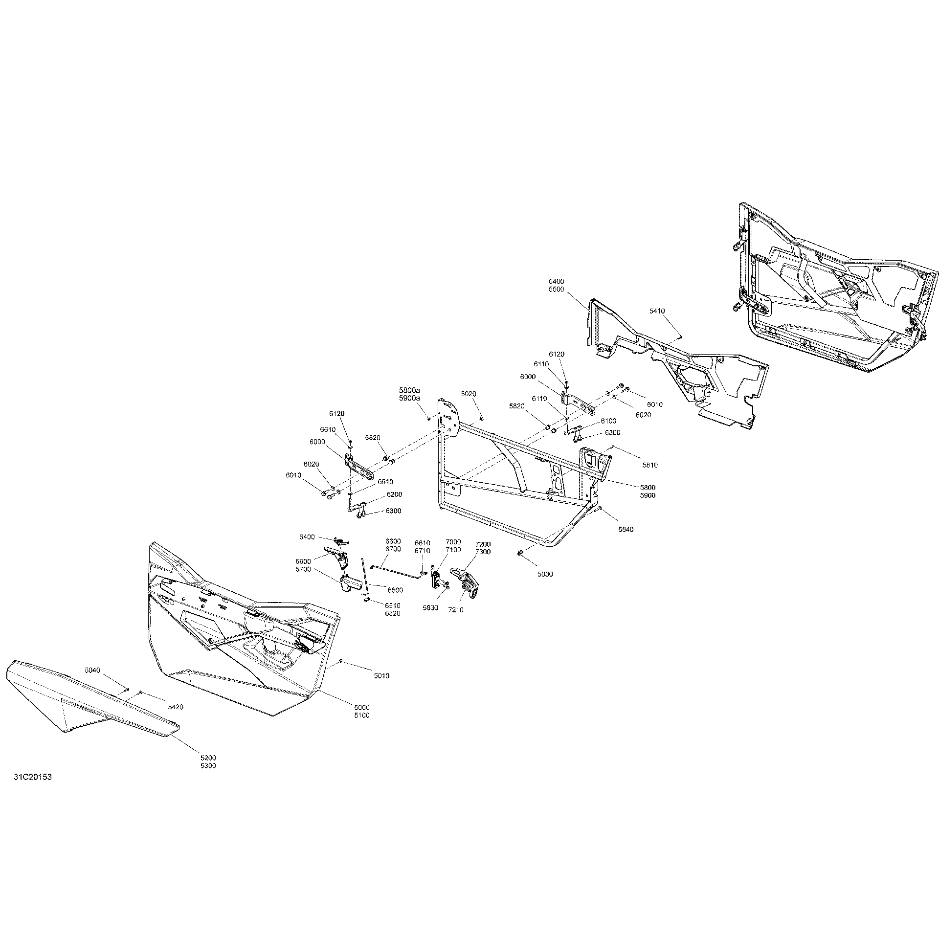 An Image of a Genuine Can-Am Parts Schematic Diagram showing the schematic - BODY - DOOR SECTION - RED