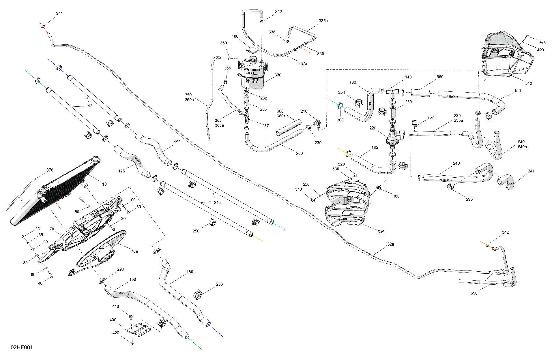 An Image of a Genuine Can-Am Parts Schematic Diagram showing the schematic - ENGINE - COOLING