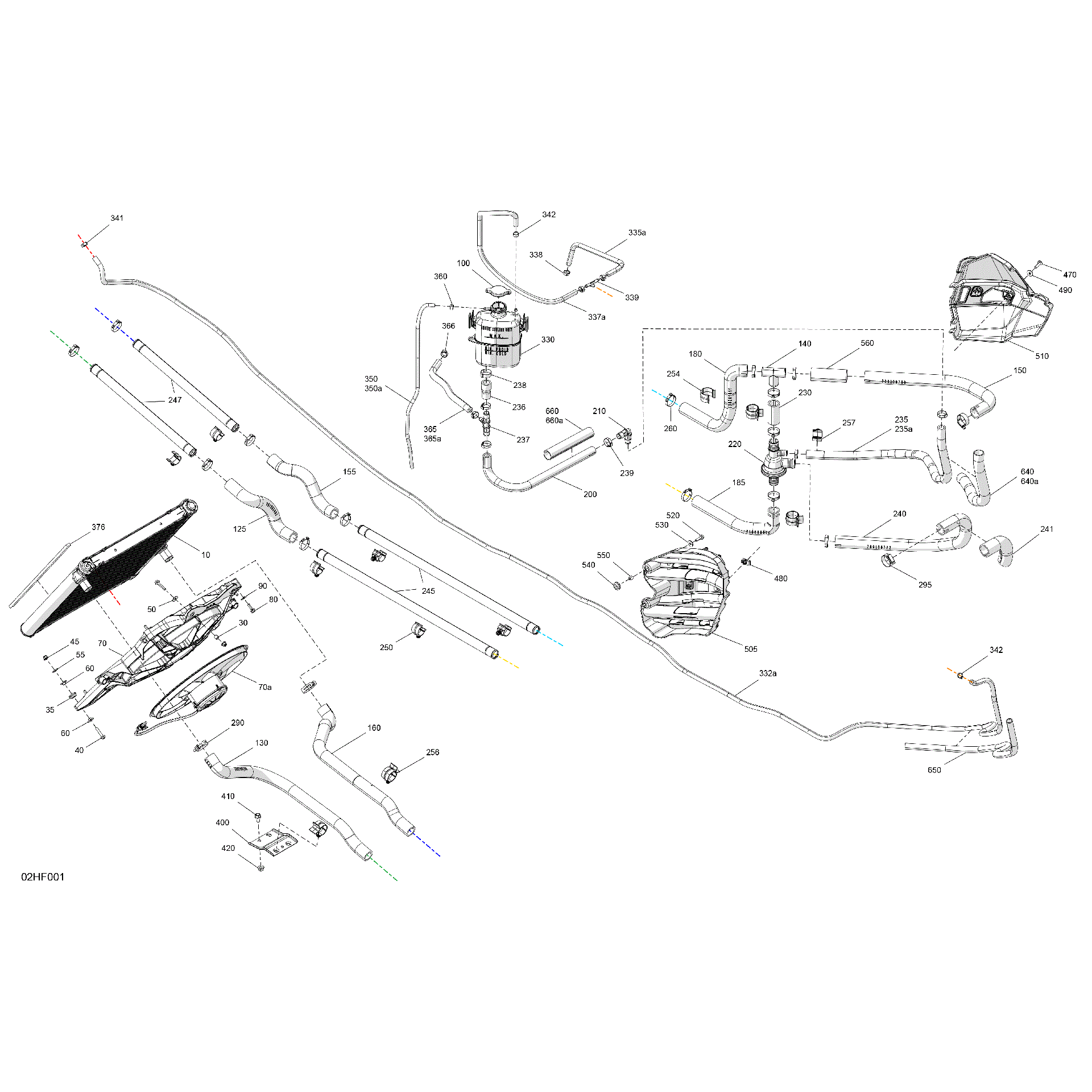 An Image of a Genuine Can-Am Parts Schematic Diagram showing the schematic - ENGINE - COOLING